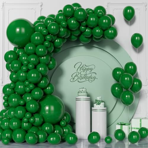 Unisun Palloncini Verdi, 130 Pezzi Palloncini Verde Scuro Kit Arco Ghirlanda, 5/10/12/18 Palloncino per Ragazzi Compleanno Matrimonio Festa Natale Giungla Tropicale Safari Tema