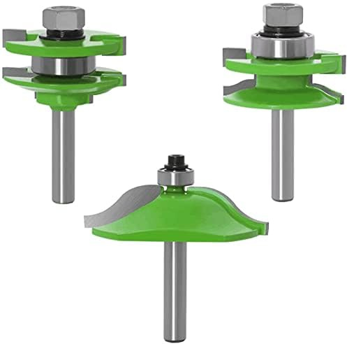 KEWAYO Set di 3 frese superiori da 8 mm, pannello rialzato, frese per porte dell'armadio, punte per fresa in metallo duro per la lavorazione del legno, utensili per la lavorazione del legno, porta