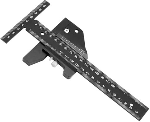 QWORK® T-Typ Lineal, 150mm Anreißlineal aus Aluminiumlegierung, 0.02 mm Genauigkeit Anreißlineal