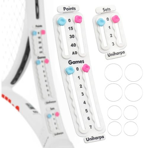 Uniharpa Tennis-Punktezähler für Schläger-Paddel, Tennisschläger, Pickleball-Paddel-Scorekeeper, kleiner Punktezähler für Tennistrainer, Punkt-Tracker, Aufnahmepunkte und Sets, 1,9 g