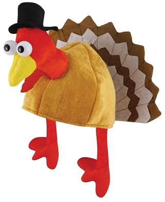 HENBRANDT 2 x Adult Turkey in Pilgrim Christmas Hat Funny Animal Novelty Plush Hats Silly Secret Santa Gift Thanksgiving Costume Accessory for Men and Women