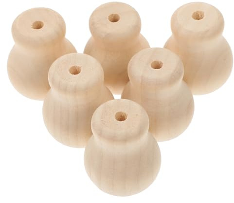 Alipis Pomelli per Corda di Tende in Legno 6 Pz, Finitura Beige, Design Semplice e Raffinato, Facili da Pulire