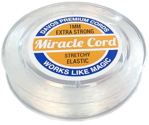 Miracle Cord 1 mm professionell stretchig elastisk sträng för armband pärlor smyckestillverkning halsband extra stark tunn tråd kristallklar (54 meter)