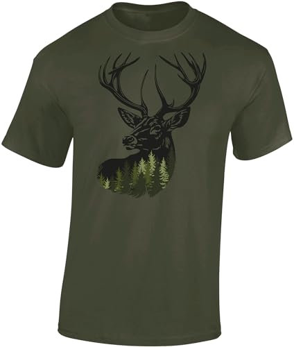 Baddery Jäger t-shirt män – skog rådjur, Armé, XXL