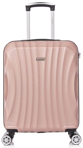 RAYKONG Valise Cabine ABS 55x40x20cm (44L) - Capacité Maximale - Petites valises de Voyage légères 20 Pouces - (RK03|Rose dorée)