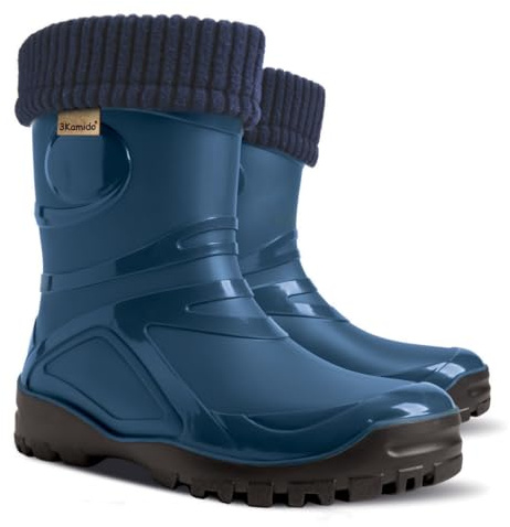 3Kamido GoTherm Botas de agua de PVC con forro de lana natural - botas muy cómodas y muy cálidas, con suela antideslizante, impermeables y resistentes al agua, para jóvenes y adultos