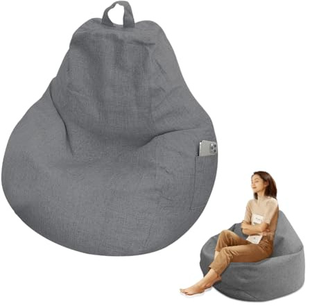 Yuragim Puff Salon Adulto 100 x 120 cm Sin Relleno, Funda para Puf Sin Relleno para Niños y Adultos, Gigante Puff Gaming, Bean Bag Chair para Salón, Dormitorio y Sala de Juegos, Gris Oscuro