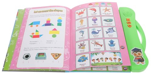 ibasenice Libro Elettronico Interattivo Bilingue Francese Inglese per Suoni Gioco Educativo Prescolare per Apprendimento Linguistico Stimola Parlato Lettura e Memoria Sicuro con Angoli