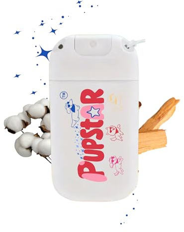 PUPSTAR Pet Perfume To-Go, 1 oz, Sandalwood & Fresh Linen Fragrance, Sparkly Finish, Convenient Lanyard, Long-Lasting, Vet Approved, Hypoallergenic, Alcohol-Free, Dog Deodorizer