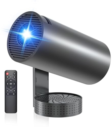 Vidéoprojecteur 4K, Mini Projecteur avec WiFi 6 BT5.4, 270° Rotation, Correction Trapézoïdale, Base de Son, Compatibile avec HDMI/USB/PS5, Retroprojecteur Portable pour Chambre, Maison et Extérieur