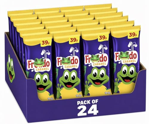 24 x Caramel Milk Chocolate Frog Bars (19.5g) – Individually Wrapped Mini Chocolate Bars Multipack – Bulk Pack for Kids Party Bag Fillers, Lunchbox Snacks & Birthday Treats