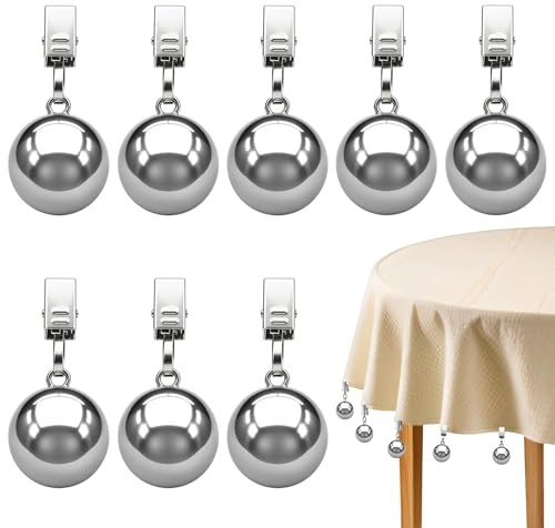 VEEKAY 8 Pezzi Pesi per Tovaglia,68 g Ogni Pezzo, Clip Dentato in Acciaio al Carbonio, Antivento, Compatti, Ideali per Tovaglie, Tende e Copertine da Esterno e Giardino
