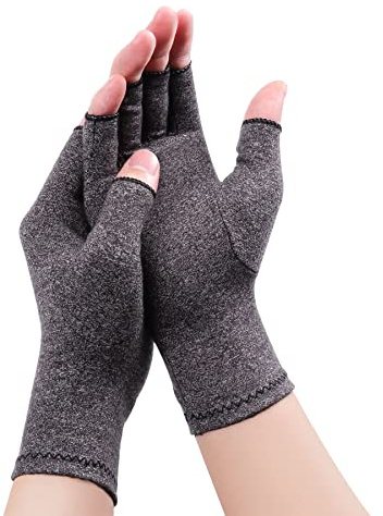 Gebell Rheumatoid Arthritis Gloves - Compression Gloves Fingerless Joint Pain Relief Hand Mitten Warmth Gloves Carpal Tunnel, L, Gray a