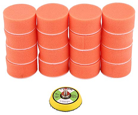16 Pezzi Tamponi per Lucidatura in Spugna Tampone 50mm / 2 inch con 1 Adattatore per Trapano per Lucidatrice e Ceretta