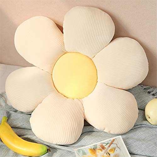 Morbuy Stuhlkissen Blumen Form Sitzkissen, Plüsch Tatami Stuhl Kissen, Weiche, Komfortable Verdickte Sitzkissen Kissen Bodenmatte Kinderzimmer Dekor (40x40cm(15.7x15.7inch),Weiß & Gelb)