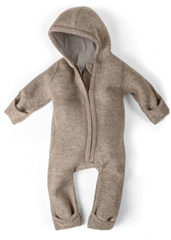 Ehrenkind® WALKOVERALL | Baby Wollwalk-Overalls aus Merino Schurwolle mit Reißverschluss | Walk Wolle Woll-Anzug für Kleinkind und Baby | Beige Gr. 98-104
