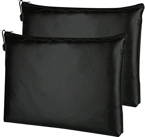 DBREAKS 2 Pezzi Borsa per documenti ignifuga 38 x 27 cm, Nero Borsa a prova di fuoco, borsa impermeabile del documento, Sacchetto Antincendio Impermeabile, per documenti, contanti, passaporto