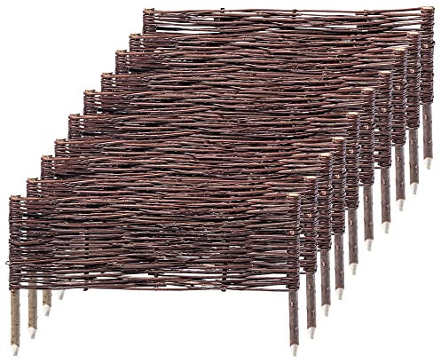 KADAX Palissades en Osier Naturel pour Jardin, Clôtures Décoratives pour Délimiter, Orner et Sublimer Votre Espace Exterieur (60 x 30 cm, Lot de 10)