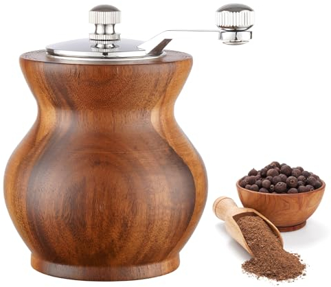 Set macina pepe manuale in legno a manovella con macinino regolabile per spezie, goditi il tuo miglior pepe macinato fresco sale marino e varie spezie