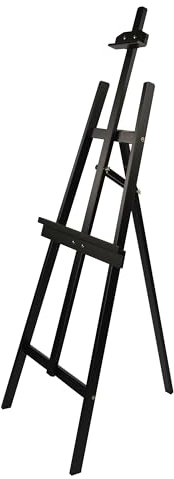 Paintersisters Staffelei Malta Schwarz, Keilrahmen bis 110 cm Höhe, Akademie Mal- und Präsentationsstaffelei vom Künstler-Fachhandel aus Kiefernholz, Holzstaffelei
