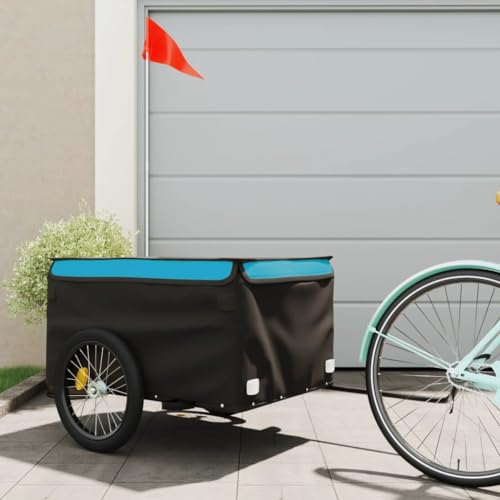 CIADAZ Lastenanhänger für Fahrrad Schwarz und Blau 45 kg Eisen, Fahrradanhänger, Lastenanhänger Fahrrad, Anhänger Fahrrad, Lastenanhänger Für Transport - 94093