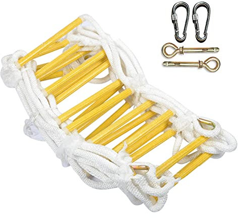 Rope Ladder,Kids and Adults Escape Rope Ladder Flame Resistant Fire Ladder with Carabiners Fire Escape Ladders/3 Meters/10Ft