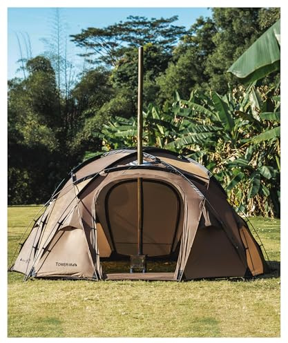 OneTigris Tower M Kuppelzelt mit Schornsteinloch, groß Familienzelt 4 Jahreszeiten, warm Zelt 4-6 Personen, Camping Zelt wasserdicht 3000 mm, UPF50+ Sonnenschutz für Familien, Picknick und Outdoor
