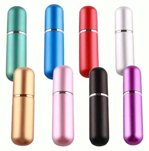 EverestBeauty 8 PCS Perfume Atomiser Bottles 5ml Mini Refillable Spray Portable Liquid Bottle with Visual Window Empty Travel Bottle for Purse Handbag Pocket Luggage