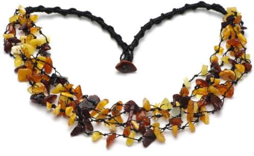 Collar de ámbar báltico crudo para mujer – Collar de perlas naturales hecho a mano, joya de piedra auténtica, regalo para mujeres y madres – Secret báltico, 45 cm, Gema, Ámbar