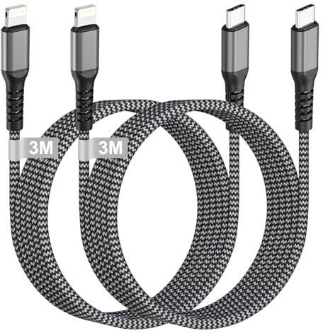 USB C till Lightning-kabel 3 m 2-pack Phone-laddningskabel [MFi-certifierad], USB C-laddningskabel Snabb laddning Typ C till Lightning-kabel Phone cabel för iPhone 14/13/12/11/X/8/7/SE, iPad, AirPods