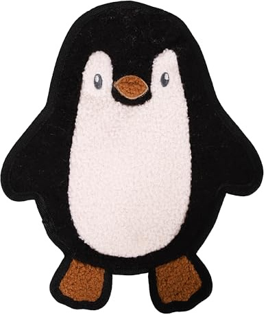 Tufflove Penguin Flattie Dog Toy – Luxury Textured Plush Toy, Stuffing-Free, Soft Outside, Reinforced Seams & Protected Squeaker, Durable Design, for Small, Medium, Large Dogs and Puppies