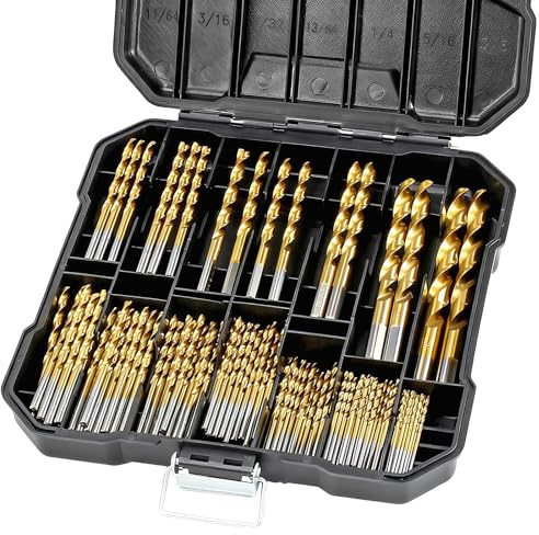 COMOWARE M35 Cobalt Drill Bit Set for Hardened Metal and Stainless Steel, 99Pcs Tri-Flat Shanks High Speed Steel Twist Jobber Metal Drill Bits 1/16-3/8, with Plastic Index Storage Case
