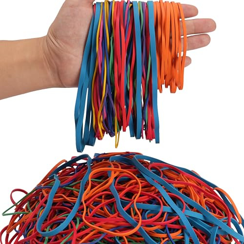 Rubber Bands Assorted Sizes Multicolor 190g 4 sizes Large Heavy Duty Elastic Bands,For Office Supplies,Size#117A,#117B,#8in,Size(4-4/5 x 1/8)