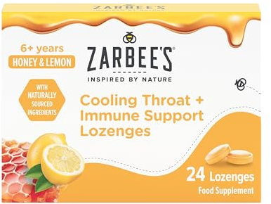 Zarbee's Honey & Lemon Cooling Throat + Immune Support Lozenges 24's