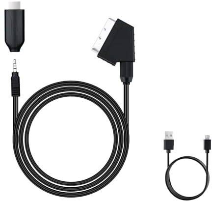 Mcbazel Cavo Convertitore SCART a HDMI con Selettore 720P/1080P – Adattatore Video e Audio per Lettori DVD, Videoregistratori VHS, Ricevitori e Console per TV/Monitor – Cavo di Alimentazione USB Inclu