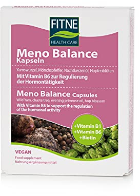 FITNE Meno Balance, Yamswurzel, Mönchspfeffer, Nachtkerzenöl, Hopfenblüten, Vitamin B1, B6 und Biotin zur Regulierung des Hormonhaushalts, vegan (60 Kapseln)