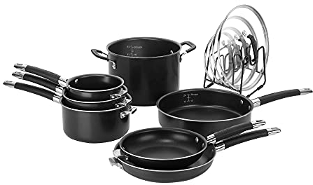 Cuisinart N51-12BK SmartNest - Set di pentole antiaderenti in alluminio, colore: Nero