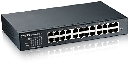 Zyxel Switch Gigabit à 24 Ports | Gestion Intelligente | Montage sur Bureau/Rack et sans Ventilateur | VLAN, IGMP, QoS | Garantie à Vie [GS1900-24E]