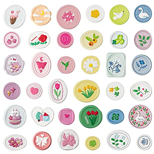 Mayplous 6 Fogli di Adesivi 3D Puffy, Motivi Sigillo di Ceralacca Pastello in Stile Cottagecore per Journal, Planner, Scrapbooking, Biglietti e Carta Creativa (Lily)