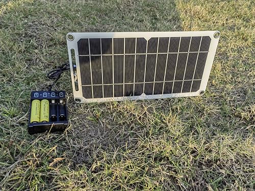 HUYINGC Solar power Charger with 6 Watt Portable Solar Panel for 1.2V AA & AAA Ni-MH Ni-CD Household Rechargeable Batteries and with 5V USB Output for cellphone or other Batteries needed charging-Blac