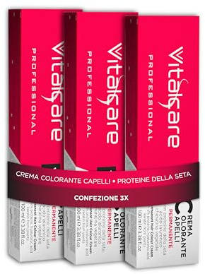 Vitalcare | Professional Permanent färgning, hårfärgningskräm, hårfärg med silkeprotein och keratin, nr 4/23, Jamaica brun, 3 x 100 ml
