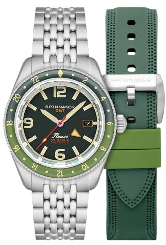 Spinnaker Fleuss GMT SP-5120 - Automatische Herrenuhr, 43 mm, mit massivem Edelstahlarmband, 43 mm, Armband