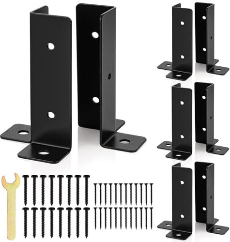 AHAQU 8PCS Deck Post Anchor Base Brackets, Pergola Brackets Kit Fit 1.5x1.5,2x2,2x4,4x4 Post, Adjustable Fence Post Brackets for Deck, Railing, Mailbox