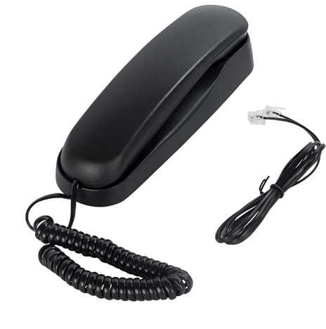 OF-990 Slimline Telephone Wall-Mountable Basic Corded Telephone No AC Power Required, Corded Home Phone Black