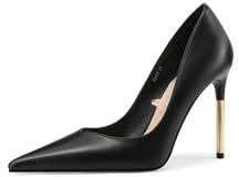 QUEEN HELENA Décolleté con Tacco a Spillo Scarpe a Punta Eleganti Donna K3455 (Nero Pu, Sistema Taglie Calzature EU, Adulto, Donna, Numero, Media, 41)