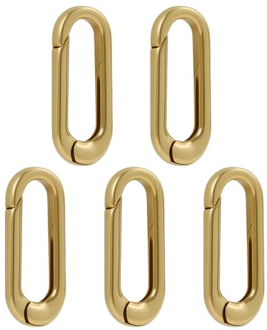5 Pezzi Piccolo Moschettone in Oro, Chiusura per Collane in Rame Dorato, Ganci Ovali con Molla 18x7 mm, Chiusura Collana per Fai Da Te, Moschettone per Bracciale, Accessori Gioielli Oro