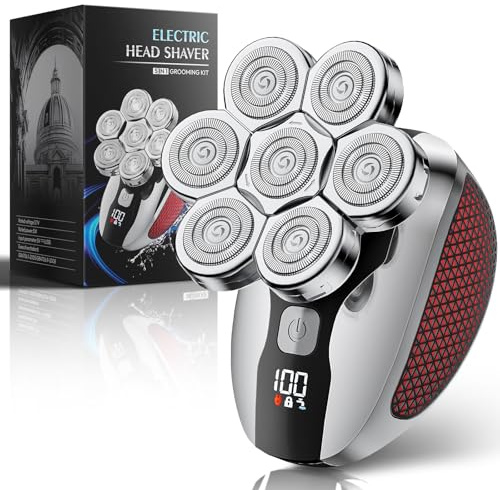 Head Shavers for Bald Men, Professional 5-in-1 Electric Head Shaver Grooming Kit, 7D Floating Wet & Dry Electric Razor for Bald Heads with LED Smart Display & Type-C Charging for Hair/Face/Beard