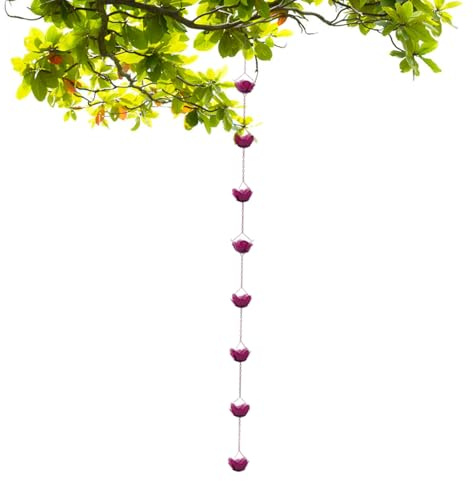 Catena da Pioggia Decorativa da Giardino: Guida 'Acqua Lunga 88,6 Cm, Costruzione in Metallo Premium, Resistente 950 G di Peso, Ricevitore 'Acqua della Pioggia All'aperto con Attraente