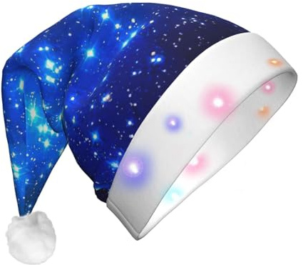 Cxzmnba Sombrero de Navidad con luces LED azules brillantes, gorro unisex de Papá Noel iluminado para adultos, regalo de vacaciones y fiestas y Año Nuevo