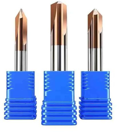 Karbidkammer End Mill, HRC55 Fasfräsning Hårdmetallförsänkare Fasfräs Gradning av kanter V-rill 1 st(12X12DX75L,60degree)